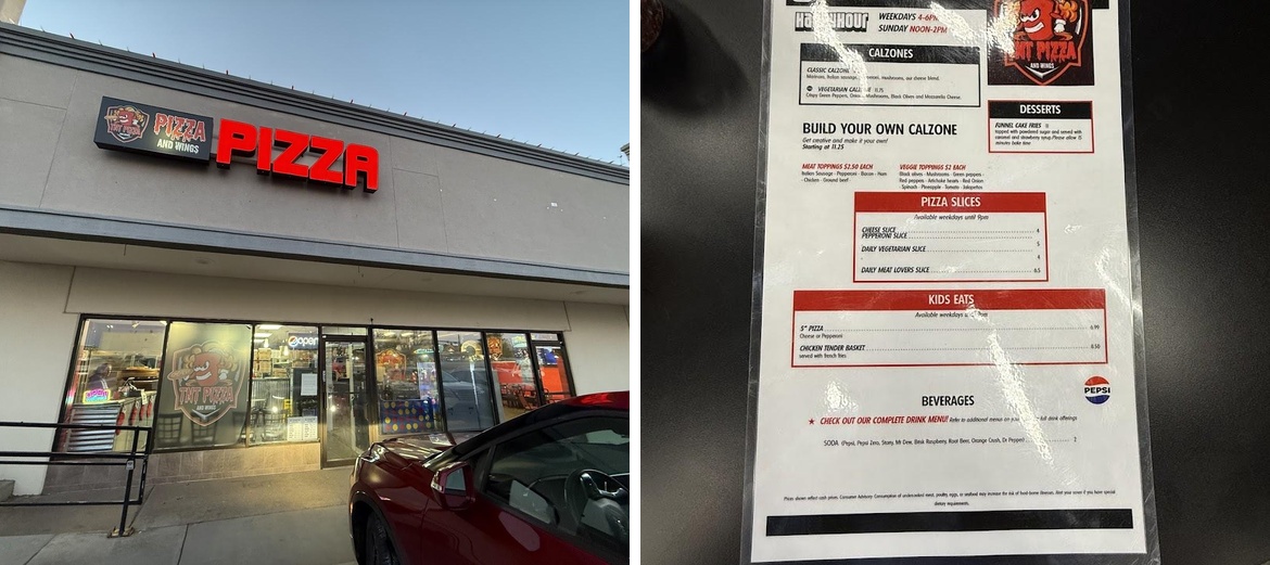 TNT Pizza and Wings Menu